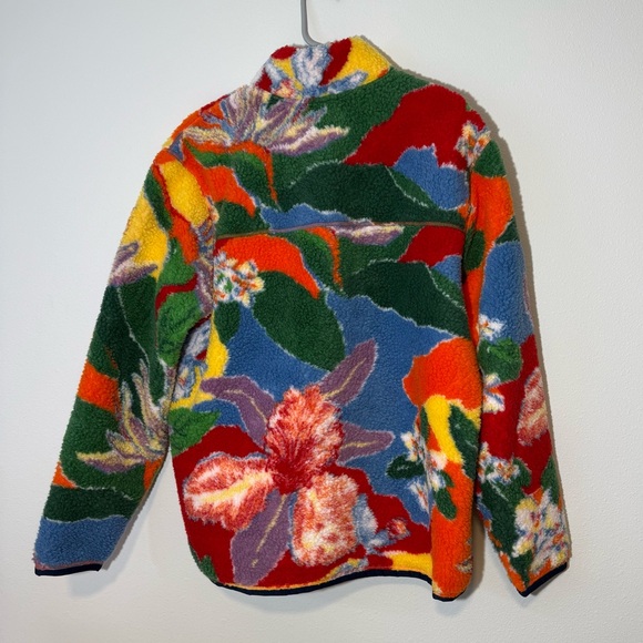 Ralph Lauren Floral Print Pile Pullover Colorful Sherpa Size Large - Picture 5 of 6